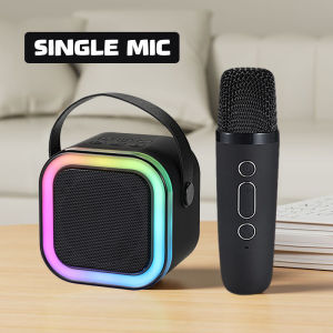 Mini Kawaii RGB Speaker With 1 To 2 Microphone Musical Instrument Livestreaming Rechargeable Speaker K12