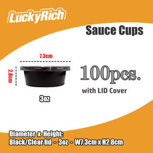 LuckyRich - Sauce Cups 3oz & 4oz 100pcs per pack - sauce cups with lids