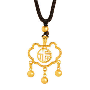 Kemstone Lock of Good Wishes Bell Pendant Necklace Womens Hollow Out Gold Plated Necklace Jewelry Gift