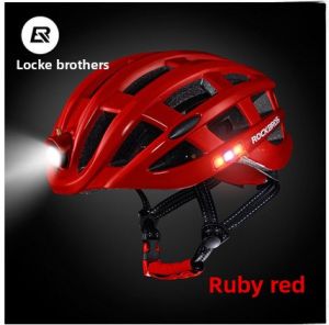 Rock Brothers Bicycle Helmet with Warning Light Luminous Insect Net Mountain Road Cycling Helmet Manufacturer for Men and Women