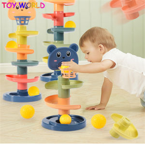 5 Styles Baby Toys Ball Rolling Tower Rolling Ball Pile Tower Early Educational Toy For Baby Toys Rolling Ball Pile Tower Rattles Baby Toy for 0-24months Kids