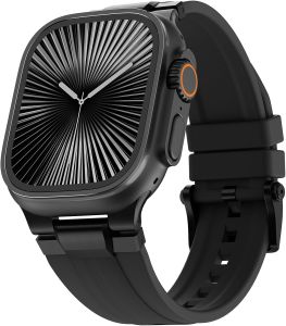 Sport Band for Watch Ultra 3/Ultra 2/Ultra/Series 11 10 9 8 7 (49mm 46mm 45mm 44mm) Wide Rugged 316L Stainless Steel Connector Durable Silicone Band for Men