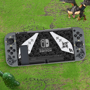New Nintendo Switch Case Hard PC Protective Monster Hunter Rise Theme Edition Case Cover for Nintendo Switch and Nintendo Switch V2 Nintendo Switch Accessories with 2 thumb grip caps