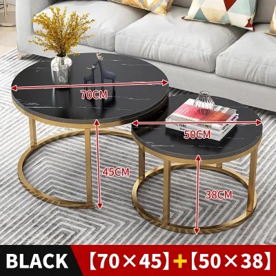 Round Living Room Table Set Coffee Table Marble Texture Table Minimalist Table Scandinavian Side Table 咖啡桌