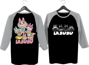 Kaos Atasan Wanita sablon  Labubu / Kaos raglan Wanita Lengan 3\4/ Kaos Cewek/ Kaos Oblong/ Baju Kaos Tshirt/ Tshirt wanita/ Tshirt cewek/ Baju Wanita