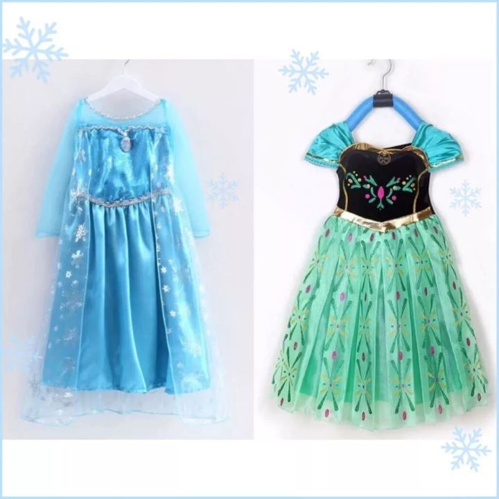 New Elsa & Anna Green Gown Costume for Girls (Ages 1-8) Frozen Dress Up for  Parties & Halloween | Lazada PH