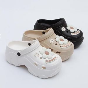 [Free Shipping] Womens Summer Outdoor High-Heeled Cute Clogs Flat Comfortable Half-Slippers Fashionable Casual Waterproof