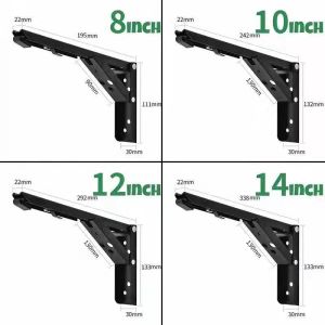 HTF.1 pair Folding Shelf Brackets Heavy Duty Collapsible Shelf Bracket for Table Work Space Saving