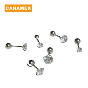 【CANAMEK】 1Pair 3 4 5mm Zircon Ear Studs Earrings For Women Stainless steel Cartilage Helix Ear Bone Nail Ear Jewelry Gift