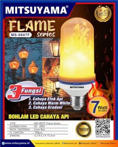 MS-9807F Lampu LED Bohlam FLAME Cahaya Api 7 Watt Mitsuyama MS9807F