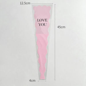 [5 Lembar] Plastik wrapping bunga LOVE YOU untuk 1 tangkai | pilihan warna pink putih hitam biru elegan - SB077