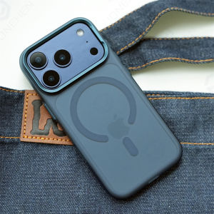 Metal Lens Matte Frosted Translucent For Magsafe Case For iPhone 17 16 15 Pro Max Orange Wireless Charge Slim PC Cover