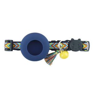 Pet Airtag Collar Silicone Adjustable Cat Dog Animal Collar with Bell Pet Anti-lost Airtag Necklace
