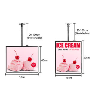 Ultra Slim Retractable LED Menu Lightbox Energy Efficient Bright Display Space Saving Hanging Billboard for Restaurants