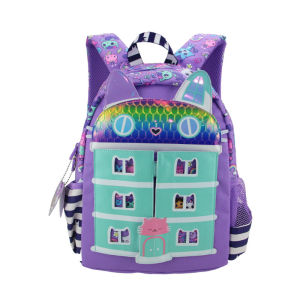 Ba lô đi học cho bé gái FCchildrens Gabbys Dollhouse ba lô đeo vai Kawaii dành cho bé 3-7 tuổi túi xách thời trang 14 inch
