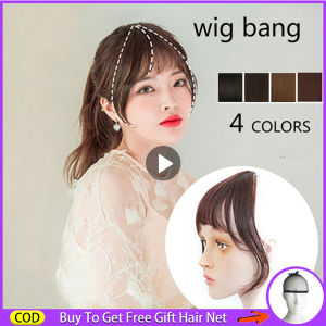 100pesos wig for women human hair true hair Thin Neat Air Bangs Fake Hair Seamless Clips in Front Fringe Girls Hairpiece