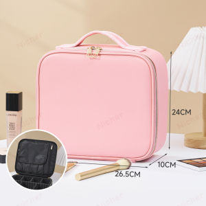 Make Up Bag With LED Light USB Charge Make Up Organizer Cosmetic Pouch Large Capacity