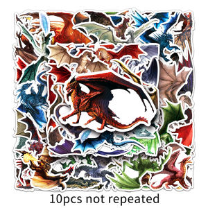 50Pcs Fire Wing Flying Dragon Cartoon Sticker Waterproof Car Trolley Case Notebook Personalized Guitar Water Cup Wholesale