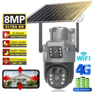CHÍNH HÃNG | Camera Năng Lượng Mặt Trời Dùng Sim 4G 8MP V380 Pro ( 2 Mắt ) Giám Sát Ngoài Trời Xoay 360 Camera Siêu Nét Đàm Thoại 2 Chiều Ban Đêm Xem Có Màu Bảo Hành 1 Năm.