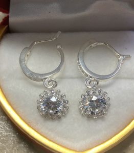 [ 13 ] Bông tai bạc 925hoa tai bạctòng teng bông hoabông tai kiểu móc sang chảnhquý phái ( mã VP850 )