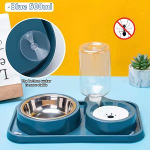 Pet Cat Dog bowl 2 in 1 Feeder Bowl / Drinking Bottle Full Set Puppy Kitty Food Bowls Water Bowls