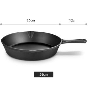 ZOOGGJZ 10/14/16/20/26cm Cast Iron Skillet Uncoated Pre-Seasoned Breakfast Pan Black Thickened Non Stick Frying Pan Cooking Eggs