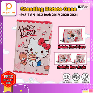 iPad 9 10.2 inch 2021 Cute Kid Tab Case Rotate Kesing Casing Anak Hello Kitty Pink