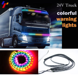 24V LED Flashing RGB Truck Ambient Light Roof Bumper Door Lamp Decorative Lamp Strip Lorry Car Warning Lights Decoration