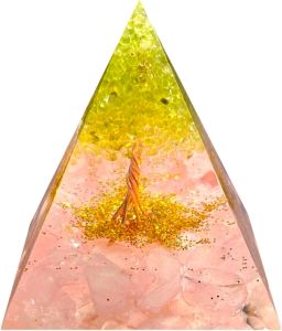 Orgonite PyramidTree of Life Crystal PyramidWhite Crystal  Orgone Obsidian pyramid with healing crystal and stone for meditation and spiritual gifts Balance Chakragrowthwealthhealth