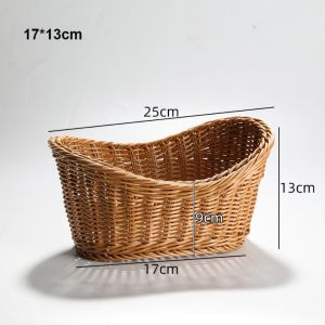 LP9U Hardness Rattan Wicker Woven Serving Baskets 10 Styles Handwoven Bread Fruit Vegetables Basket  Household Drain Chopstick Fork Spoon Holder Restaurant Serving Tabletop Display