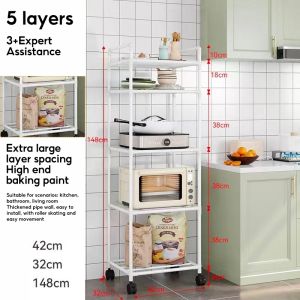 Kitchen Storage Rack Organizer Microwave Shelf Multi-Layer Storage Organizer Bedroom & Bathroom Black/White