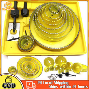 16 pieces of woodworking hole saw cutting kit drilling tools wooden metal cutting tools 19-127mm core shaft saw core drill bits wooden board circular punching and expanding tools