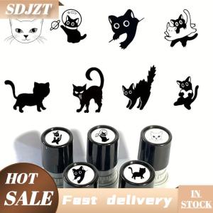 SDJZT Dễ thương phim hoạt hình màu đen Kitten tem đáng yêu hình dạng Tạp Chí tem DIY scrapbooking trang trí cắt dán signets cho sự lựa chọn của bạn