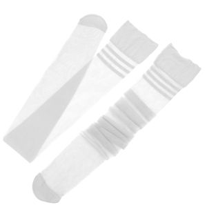 ถุงน่องตาข่ายจับปลาสูงระดับต้นขาป้องกันการรบกวนเซ็กซี่สำหรับผู้หญิงถุงเท้ายาวถุงเท้ายาวแนวพังก์แนวกอธิคปากกว้างยาวเหนือเข่าโปร่งใส