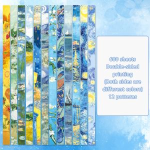 LITTLEX 600pcs Mẫu in hai Ngôi Sao Origami Tranh sơn dầu Tự làm thủ công Dải giấy gấp Đa chức năng Đồ thủ công bằng giấy mỹ thuật Giấy gấp hình sao năm cánh Quà tặng