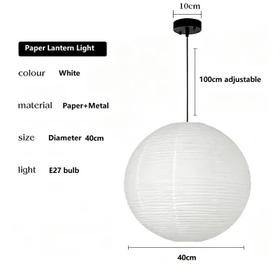 Paper Lantern Light Japanese-style Bedroom Pendant Lamp Round-shaped Lampshade And Traditional Japanese-style Decoration
