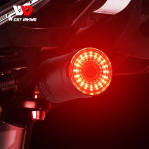 West Biking LED Bicycle Tail Light Seatpost Saddle Light USB Rechargeable Waterproof Bike Rear Light Auto Start/Stop Brake Sensing Warning Light