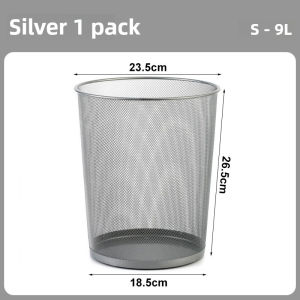 Metal Wastebasket Round Trash Can Black/Silver Mesh Dustbin Wastepaper Cans Rust-Proof Waste Basket For Home/Office