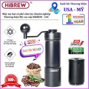 Máy xay hạt cà phê cầm tay chuyên nghiệp 2 trong 1 pin 980mAh 60 cấp độ xay. Thương hiệu Mỹ cao cấp HiBREW - G4C. HÀNG CHÍNH HÃNG