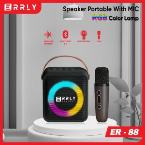 ERRLY Mini Speaker Bluetooth Karaoke ER88 Single Mikrofon Lampu LED Rgb Full Bass