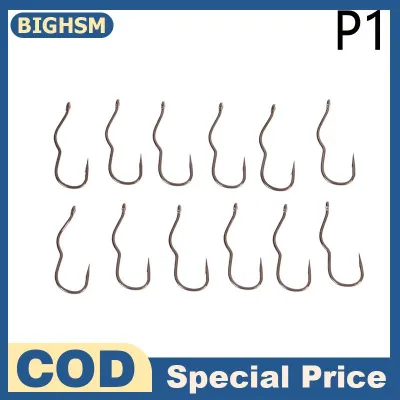 BIGHSM New 12 cái gói Thép Carbon Cao Móc Câu Cá Với Mắt Sắc Nét Thép gai Tự Động Lật Fishhook Cho Cá Chép Câu Cá Phụ Kiện