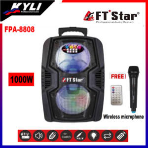 FT-Star 12" LED Party Speaker with BluetoothMicro SDFM and Wireless Micand Remote FPA-8808