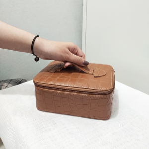 Pouch make up wanita polos beauty case kotak alat rias mua travel organizer cewek box kosmetik croco