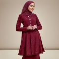 Sulam Baju Kurung Lace Rose Jacquard Baju Raya Sulam 2025 Pleated Kurung Baju Untuk Nikah Tunang Kurung Baju Melayu Perempuan Murah Cantik. 