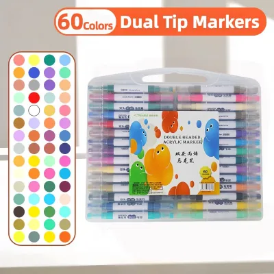 80 Colors Dual Tip Acrylic Markers Brush Pen Set with Storage Case for School Notes Art