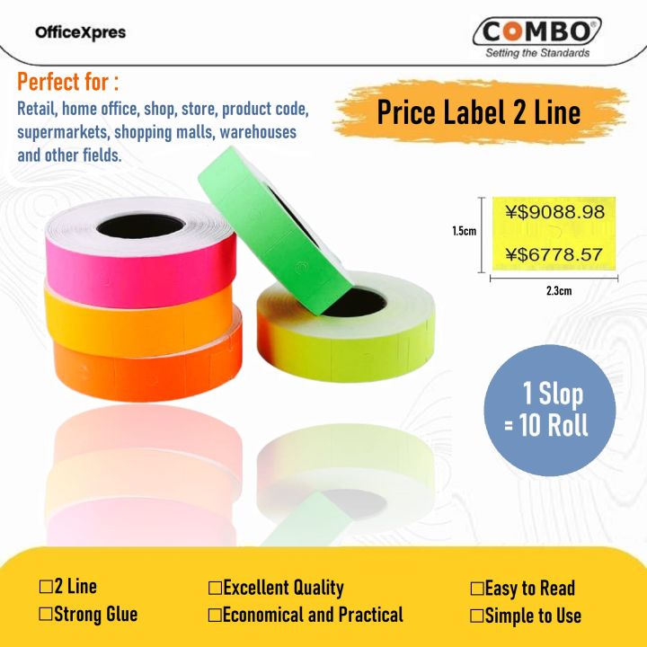 Label Harga 2 Baris Warna / Price Label 2 Line Colour / Refill Price Label Colour Combo