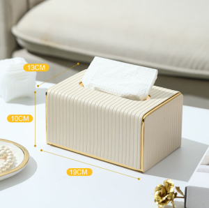 IIKKPP กล่องใส่ทิชชู่ ขอบทอง Luxury Design ตกแต่งห้องสวยงาม แข็งแรง ทนทาน กระดาษเช็ดหน้า
