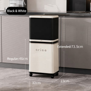 【DAILY ESSENTIAL】 Telescopic Trash Can / 20L Kitchen Waste Bin / Adjustable No-Bend Height / Wheels