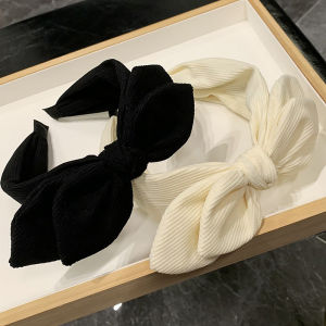 [haoh] ที่คาดผมหูกระต่ายโบว์ใหญ่แบบสวยใหม่สำหรับผู้หญิงที่คาดผมแบบห่วงกว้างอุปกรณ์ตกแต่งผมสำหรับโบว์แนววินเทจเด็กผู้หญิง