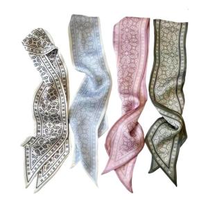 Stylish Floral Scarf Neckwear for Women Adjustable Size Photo Props Silk Feeling Multicolored Scarf Photo Props